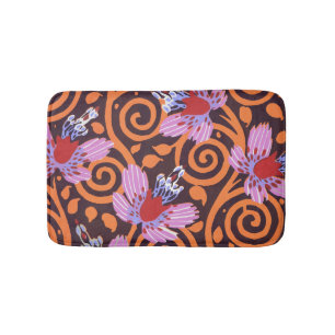 Levendige Roze & Oranje Draaikolk Art Deco Bloem Badmat