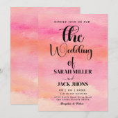 Levendige Roze & Oranje Waterverf Uitnodiging voor (Voorkant / Achterkant)