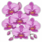 Levendige Roze Orchideeën Bloemcluster Sticker (Voorkant)