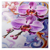 Levendige roze orchideeën in artistieke achtergron tegeltje (Voorkant)