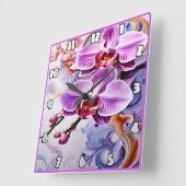Levendige roze orchideeën in artistieke achtergron vierkante klok (Hoek)
