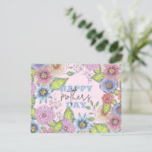 Levendige roze Paarse bloeiende bloemen Moederdag Briefkaart (Staand voorkant)