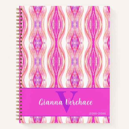 Levendige roze Paarse Golden Geode Notitieboek (Voorkant)