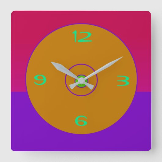 Levendige roze Paarse gouden Limoen wandklok (Voorkant)