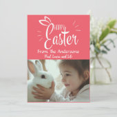 Levendige Roze Pastel Gelukkig Pasen Aangepaste Fo Feestdagenkaart (Staand voorkant)