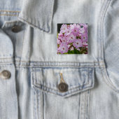 Levendige Roze Phlox Botanisch Vierkante Button 5,1 Cm (In situ)