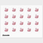 Levendige Roze PINK SWAN Stickerontwerp Vierkante Sticker (Vel)
