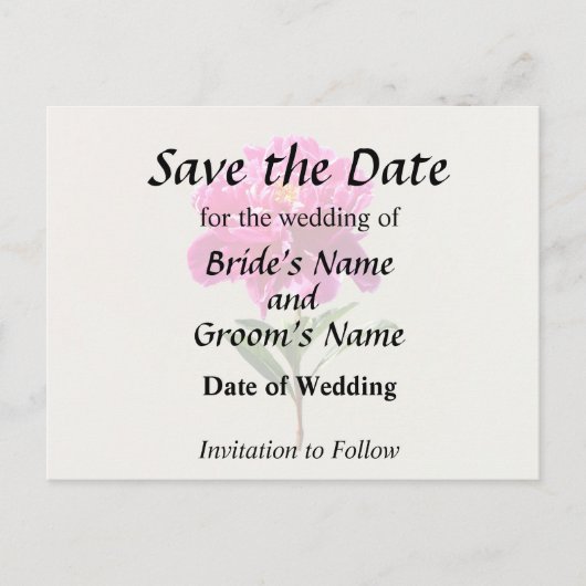 Levendige Roze Pioen Aankondigingskaart (Voorkant)