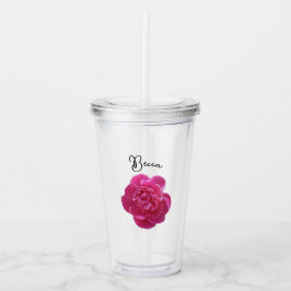 Levendige roze pioen bloem gepersonaliseerd acryl drinkbeker