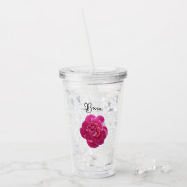 Levendige roze pioen bloem gepersonaliseerd acryl drinkbeker