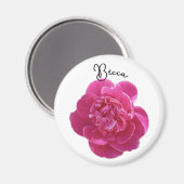 Levendige roze pioen bloem gepersonaliseerd magneet (Voorkant / Achterkant)