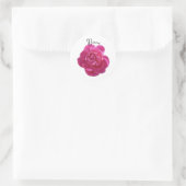 Levendige roze pioen bloem gepersonaliseerd ronde sticker (Tas)