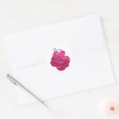 Levendige roze pioen bloem gepersonaliseerd ronde sticker (Envelop)