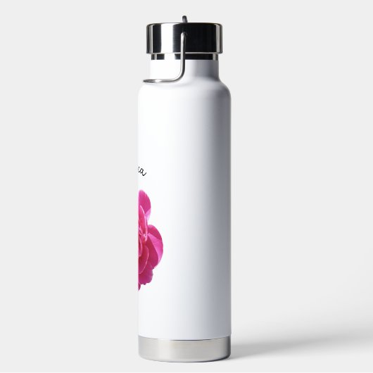 Levendige roze pioen bloem gepersonaliseerd waterfles (Rechts)