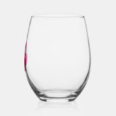 Levendige roze pioen bloem gepersonaliseerd wijnglas zonder voet (Links)