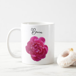 Levendige roze pioen bloem gepersonaliseerde mok