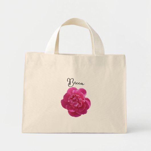 Levendige Roze Pioen Bloem Persoonlijk Mini Tote Bag (Voorkant)