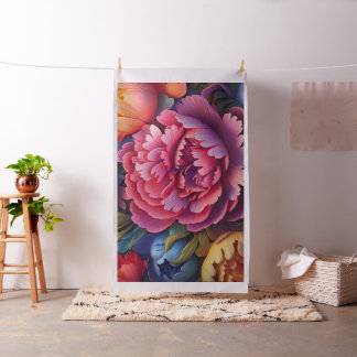 Levendige Roze Pioen Bloemen Stof
