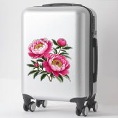 Levendige Roze Pioen Bloemschildering Sticker (Koffer)