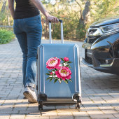 Levendige Roze Pioen Bloemschildering Sticker (Koffer Insitu)