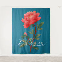 Levendige Roze Pioen Botanische Typografie