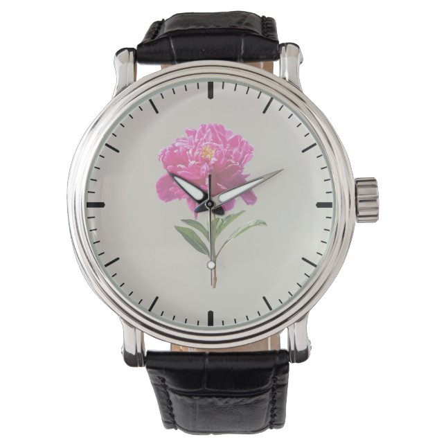 Levendige roze pioen horloge (Voorkant)
