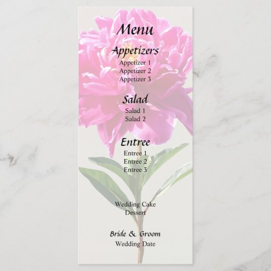 Levendige Roze Pioen Menu (Voorkant)