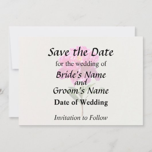 Levendige Roze Pioen Save The Date (Voorkant)