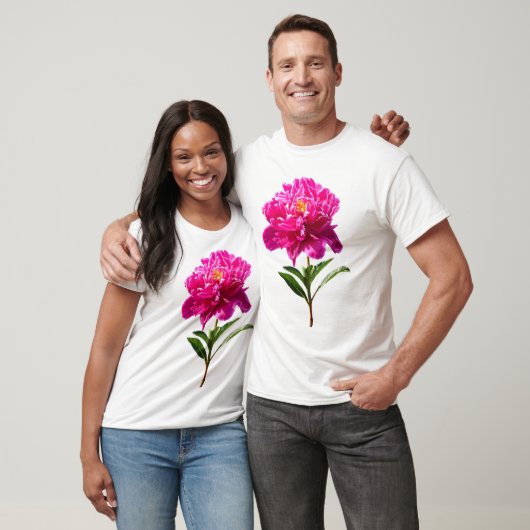 Levendige roze pioen t-shirt (Unisex)