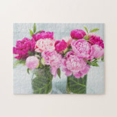 Levendige Roze Pioenolie Geschilderd Effect Legpuzzel (Horizontaal)
