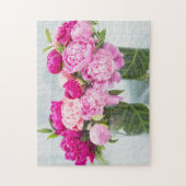 Levendige Roze Pioenolie Geschilderd Effect Legpuzzel (Verticaal)