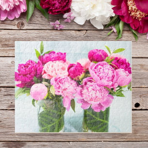 Levendige Roze Pioenolie Geschilderd Effect Legpuzzel