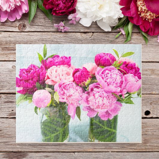 Levendige Roze Pioenolie Geschilderd Effect Legpuzzel