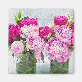 Levendige Roze Pioenolie Geschilderd Effect Magneet (Voorkant)