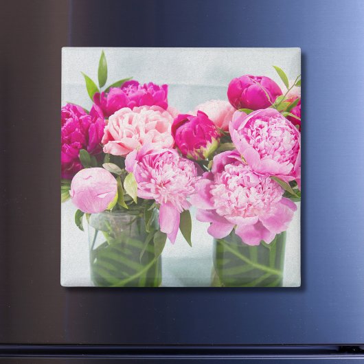 Levendige Roze Pioenolie Geschilderd Effect Magneet