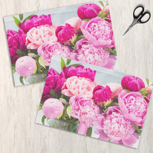 Levendige Roze Pioenolie Geschilderd Effect Tissuepapier