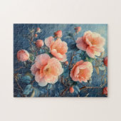 Levendige roze pioenroos bloemen Waterverf Legpuzzel (Horizontaal)