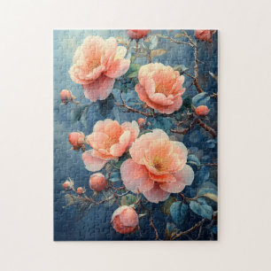 Levendige roze pioenroos bloemen Waterverf Legpuzzel