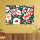 Levendige roze-rode en delicate witte bloemen canvas afdruk (Insitu (Woonkamer))