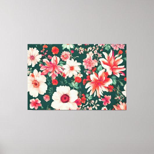 Levendige roze-rode en delicate witte bloemen canvas afdruk (Voorkant)