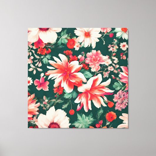 Levendige roze-rode en delicate witte bloemen canvas afdruk (Voorkant)