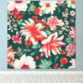 Levendige roze-rode en delicate witte bloemen canvas afdruk (Insitu (Houten vloer))