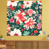 Levendige roze-rode en delicate witte bloemen canvas afdruk (Insitu (Woonkamer))