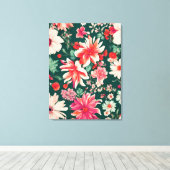 Levendige roze-rode en delicate witte bloemen canvas afdruk (Insitu (Houten vloer))