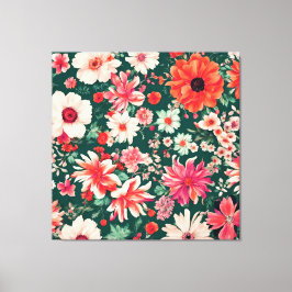 Levendige roze-rode en delicate witte bloemen canvas afdruk