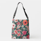 Levendige roze-rode en delicate witte bloemen crossbody tas (Achterkant)