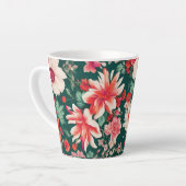 Levendige roze-rode en delicate witte bloemen latte mok (Linkerhoek)