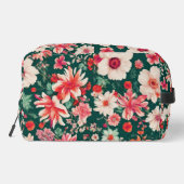 Levendige roze-rode en delicate witte bloemen toilettasje (Achterkant)