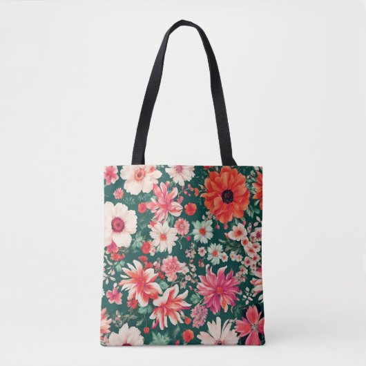 Levendige roze-rode en delicate witte bloemen tote bag (Voorkant)