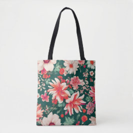 Levendige roze-rode en delicate witte bloemen tote bag